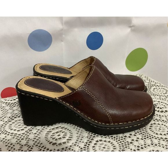 Born Brown Mule Leather Size 7 NICE! 🍒🌸 - Picture 9 of 16